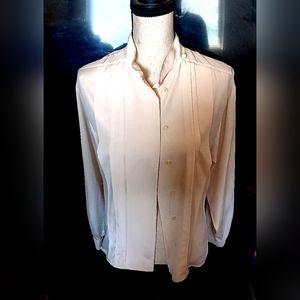 Anne Klein sophisticated IVORY Pleated Blouse